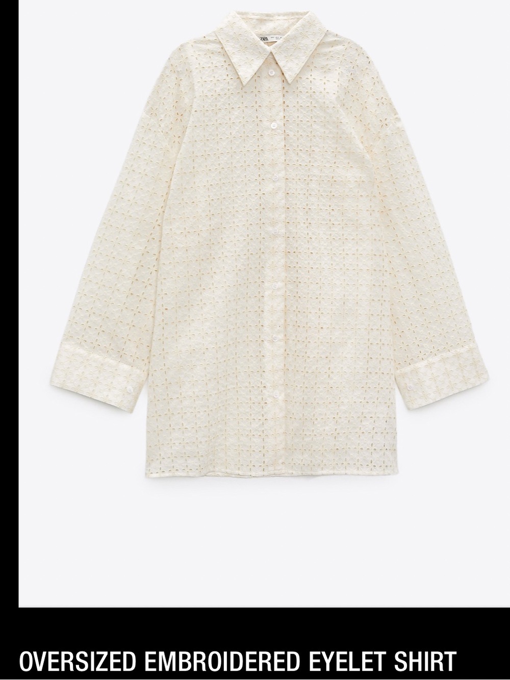 Zara oversized embroidered eyelets shirt - Picture 7 of 11